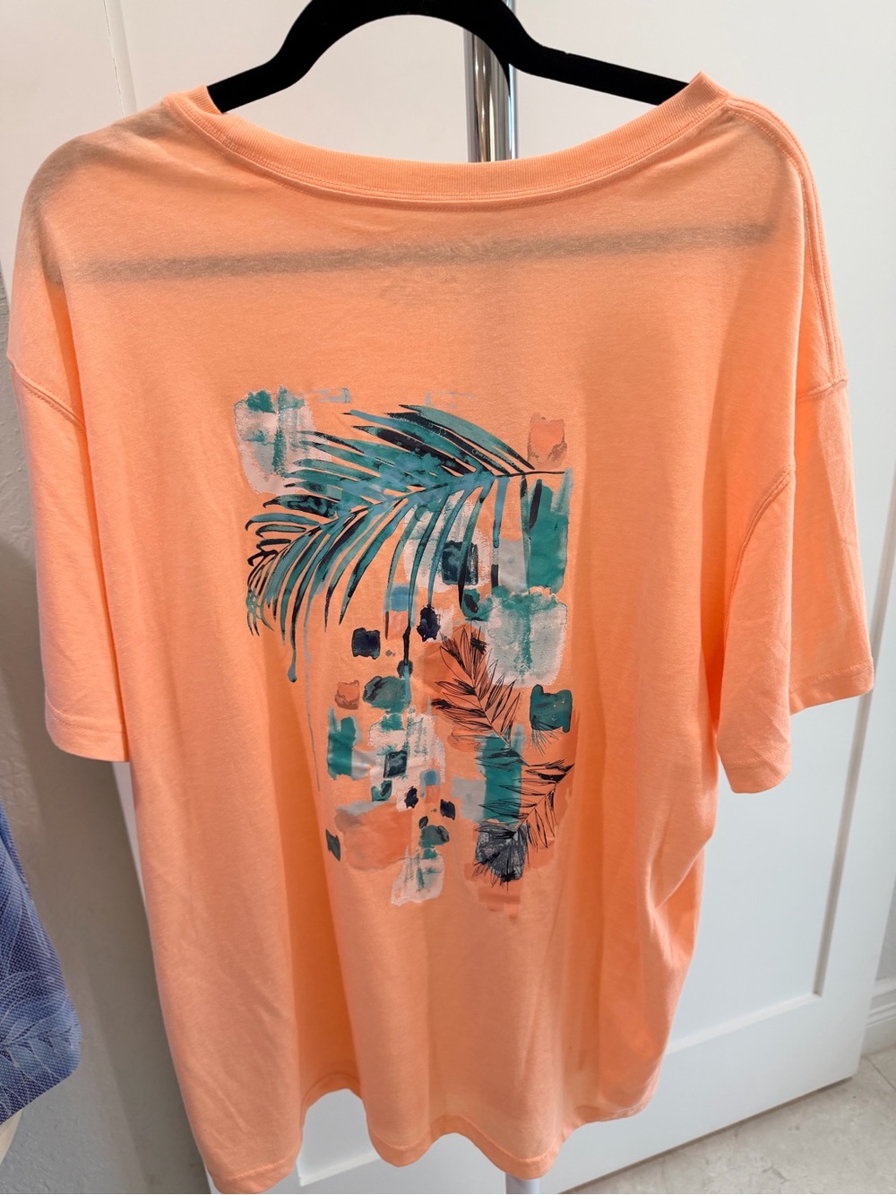 Caribbean XL Coral Tropical Palm Graphic Back T-Shirt